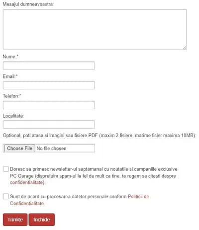 formular garantii PC Garage